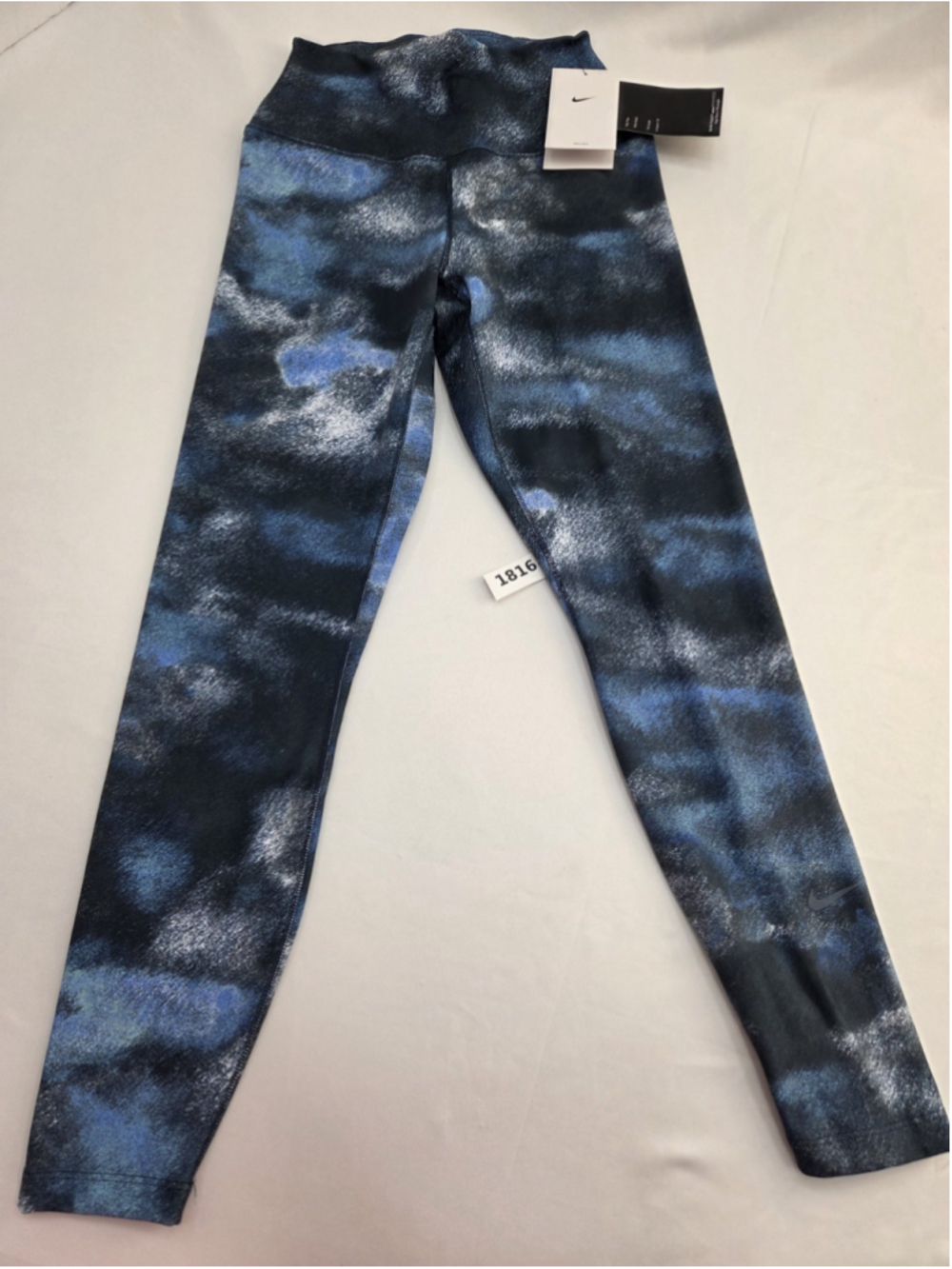 Nike Dri-FIT Womens High Rise Training Leggings Blue Black Print Size S NWT 1816